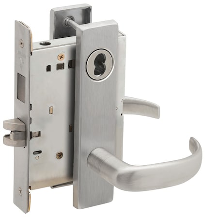 Schlage Dormitory Mortise Lock with Deadbolt, 17L Design, SFIC Prep, Less Core, Satin Chrome L9473B 17L 626